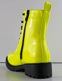 Machin Women's Patent Lace Up Combat Boots 13 Machin Women's Patent Lace Up Combat Boots -Bamboo Store MachinNeonYellow3