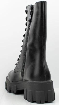 Mack 01 Women's Thick Bottom Lug Sole Lace Up Boots -Bamboo Store Mack 01 BlackPU 2