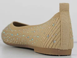Forever Maiden 08 Women's Memory Foam Rhinestone Comfort Flats -Bamboo Store Maiden08Beige3