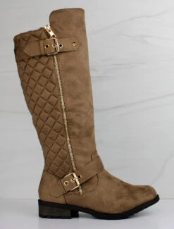 Forever Mango 23 Women's Suede Riding Knee High Buckle Boot -Bamboo Store Mango 23Tan2