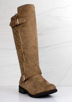 Forever Mango 23 Women's Suede Riding Knee High Buckle Boot -Bamboo Store Mango 23Tan3