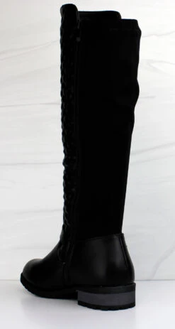 Forever Mango 35 Women's Knee High Quilted Riding Boots -Bamboo Store Mango 35Blk1