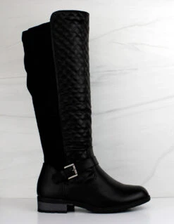 Forever Mango 35 Women's Knee High Quilted Riding Boots -Bamboo Store Mango 35Blk2