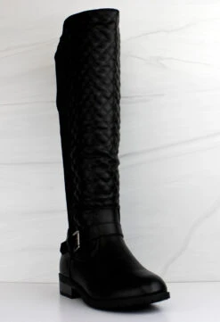 Forever Mango 35 Women's Knee High Quilted Riding Boots -Bamboo Store Mango 35Blk3