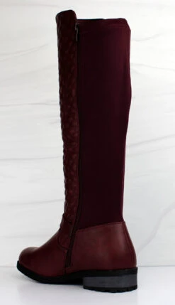 Forever Mango 35 Women's Knee High Quilted Riding Boots -Bamboo Store Mango 35Burg1