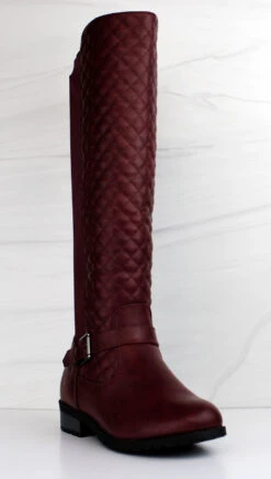 Forever Mango 35 Women's Knee High Quilted Riding Boots -Bamboo Store Mango 35Burg3