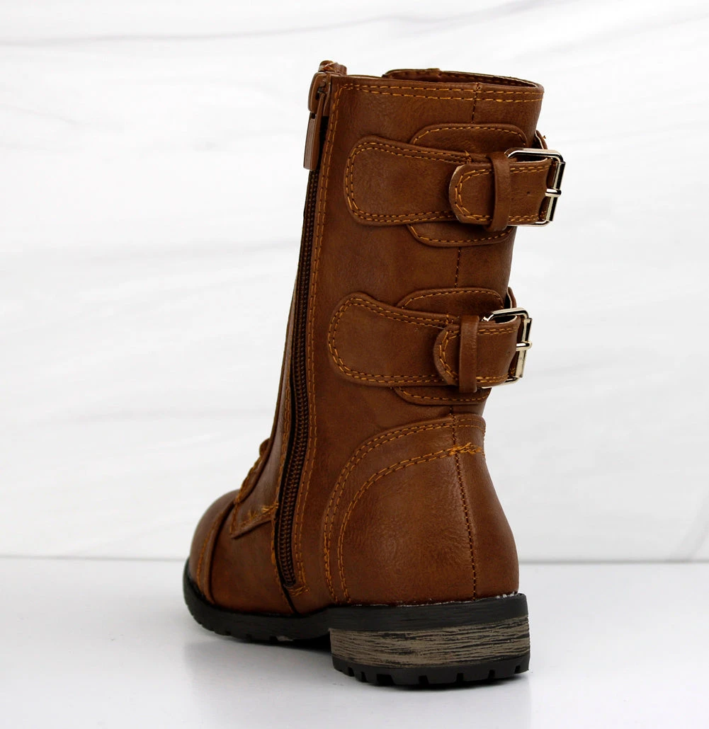 Forever Mango 71K Little Girls Double Buckled Lace Up Combat Boots 8 Forever Mango 71K Little Girls Double Buckled Lace Up Combat Boots - Image 6