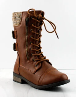 Forever MANGO 72 Women's Lace Up Buckle Embellished Boots 11 Forever MANGO 72 Women's Lace Up Buckle Embellished Boots -Bamboo Store Mango 72 1