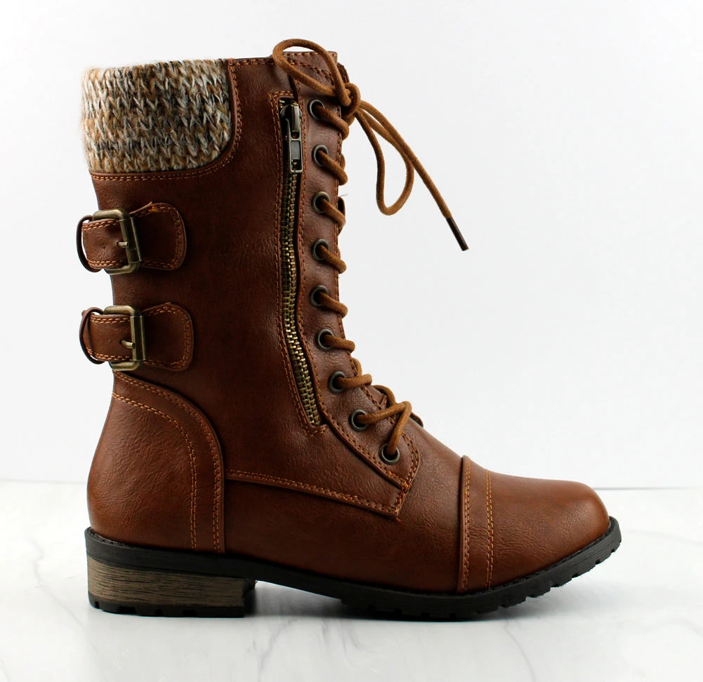 Forever MANGO 72 Women's Lace Up Buckle Embellished Boots 7 Forever MANGO 72 Women's Lace Up Buckle Embellished Boots - Image 5