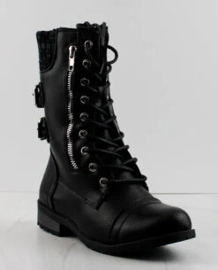 Forever MANGO 72 Women's Lace Up Buckle Embellished Boots