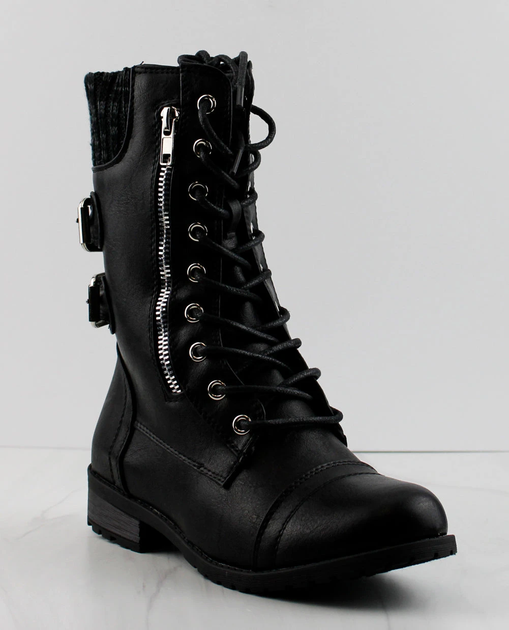 Forever MANGO 72 Women's Lace Up Buckle Embellished Boots 3 Forever MANGO 72 Women's Lace Up Buckle Embellished Boots