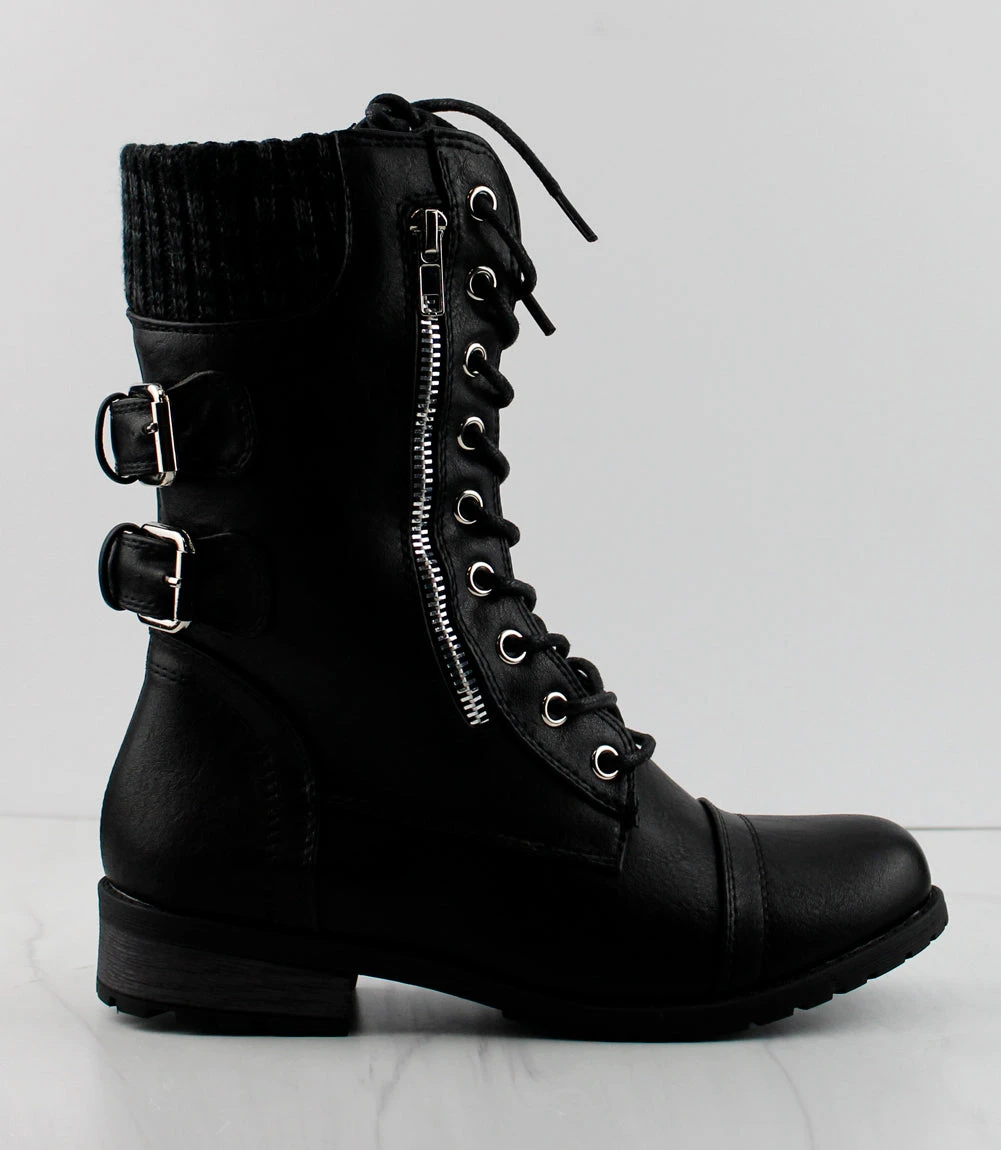 Forever MANGO 72 Women's Lace Up Buckle Embellished Boots 4 Forever MANGO 72 Women's Lace Up Buckle Embellished Boots - Image 2