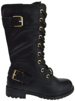 Mango 27k Girls Knee High Lace Up Combat Boot 13 Mango 27k Girls Knee High Lace Up Combat Boot -Bamboo Store Mango27KBlack 2