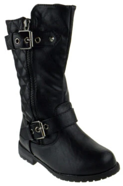 Pack 95K Little Girls Quilted Knee High Riding Zipper Boots -Bamboo Store Mango95kBlack 2