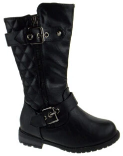 Pack 95K Little Girls Quilted Knee High Riding Zipper Boots -Bamboo Store Mango95kBlack 3