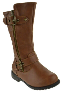 Pack 95K Little Girls Quilted Knee High Riding Zipper Boots -Bamboo Store Mango95kTan 2
