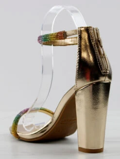 Bamboo Mania 81 Womens Rhinestone Embellished Straps Open Toe Pumps -Bamboo Store Mania81GoldMetallicPU 3