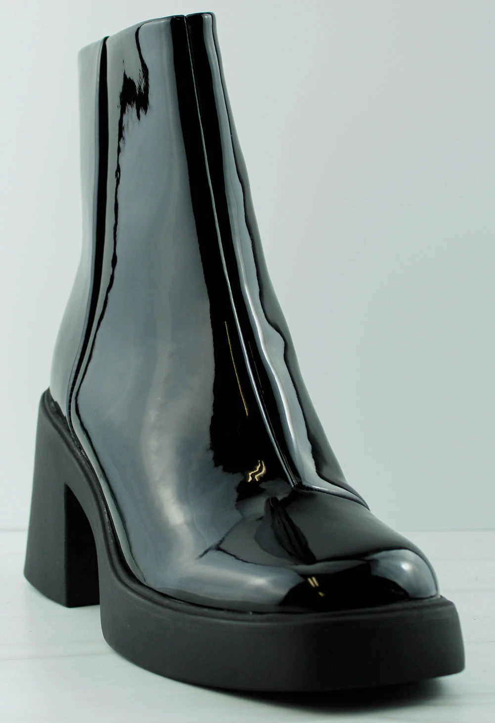 Marino 55 Women's Round Toe Patent Chunky Booties 3 Marino 55 Women's Round Toe Patent Chunky Booties