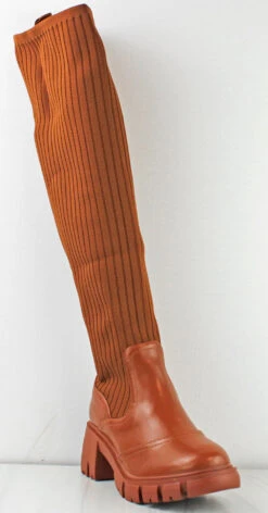 Massimo Women's Knitted Thigh High Chunky Platform Boots