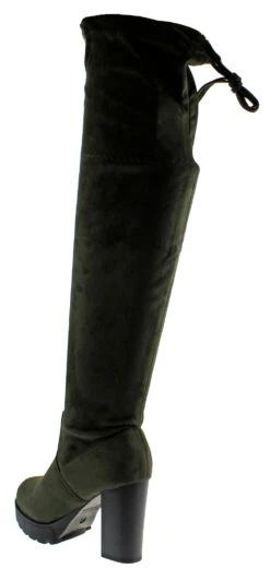 Forever Match L8 Womens Platform Thigh High Boots -Bamboo Store MatchL8olive3