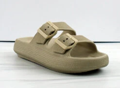 Forever Meek 03 Women's Double Strap Buckle Cloud Cushion Slides -Bamboo Store Meek 03 3