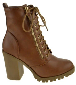 Michi 3 Women's Chucky Heel Combat Boot -Bamboo Store Michi3Tan 2