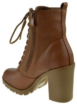 Michi 3 Women's Chucky Heel Combat Boot -Bamboo Store Michi3Tan 3