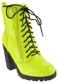 Michi 3 Women's Chucky Heel Combat Boot -Bamboo Store Michi 1 Yellow 1