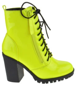 Michi 3 Women's Chucky Heel Combat Boot -Bamboo Store Michi 1 Yellow 2