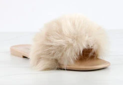 Misty 1 Womens Ultra FluffyFlat Slip On Sandals -Bamboo Store Misty1Beige 1