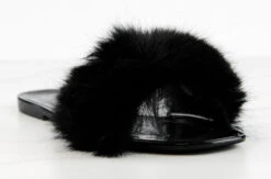 Misty 1 Womens Ultra FluffyFlat Slip On Sandals -Bamboo Store Misty1Black 1