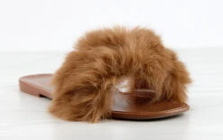 Misty 1 Womens Ultra FluffyFlat Slip On Sandals -Bamboo Store Misty1Camel 1