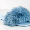 Misty 1 Womens Ultra FluffyFlat Slip On Sandals -Bamboo Store Misty1LtBlue 1