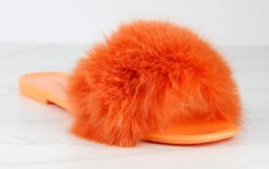 Misty 1 Womens Ultra FluffyFlat Slip On Sandals -Bamboo Store Misty1Orange 1