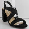 Forever Mona 02 Women's Cross Band Rhinestone Block Heeled Sandals -Bamboo Store Mona02black2