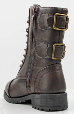 Mountain-82k GirlsKnee High Buckle Accent Combat Boot 14 Mountain-82k GirlsKnee High Buckle Accent Combat Boot -Bamboo Store Mountain 82k Brown 2