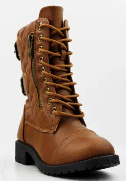 Mountain-82k GirlsKnee High Buckle Accent Combat Boot 15 Mountain-82k GirlsKnee High Buckle Accent Combat Boot -Bamboo Store Mountain 82k Tan 1