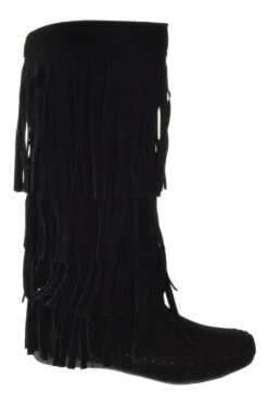 Mudd 55 Womens Below The Knee 4 Layer Fringe Moccasin Boots -Bamboo Store Mudd55Black 1