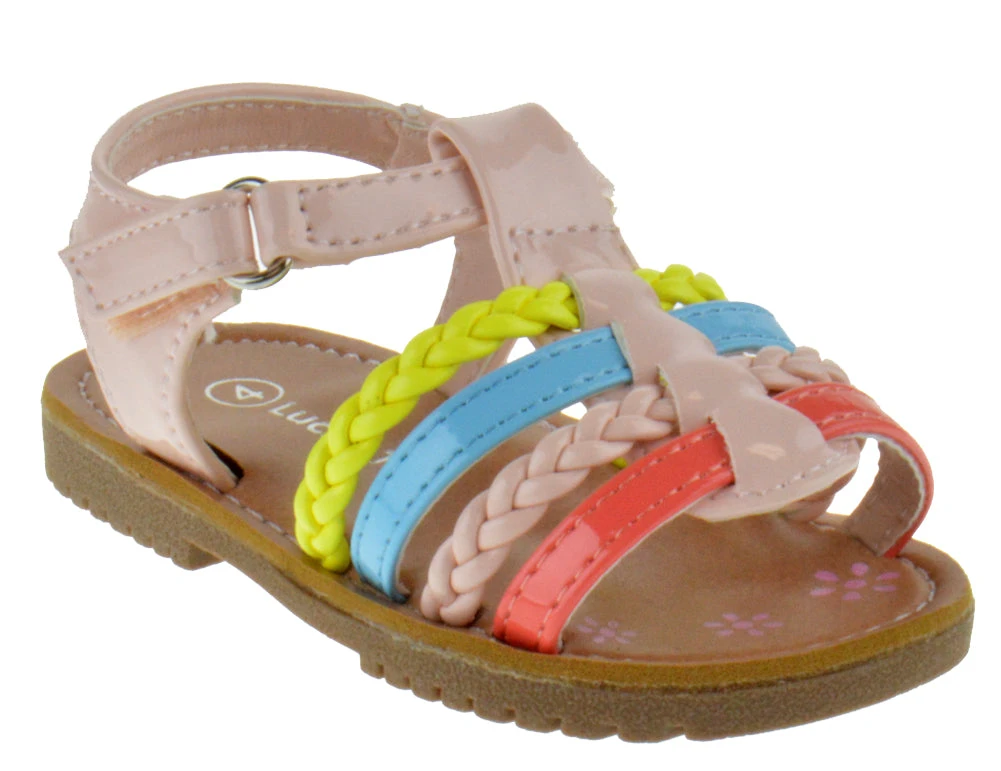 NY 36A Baby Girl's Strappy Braided Multi Color Gladiator Sandals 6 NY 36A Baby Girl's Strappy Braided Multi Color Gladiator Sandals - Image 4