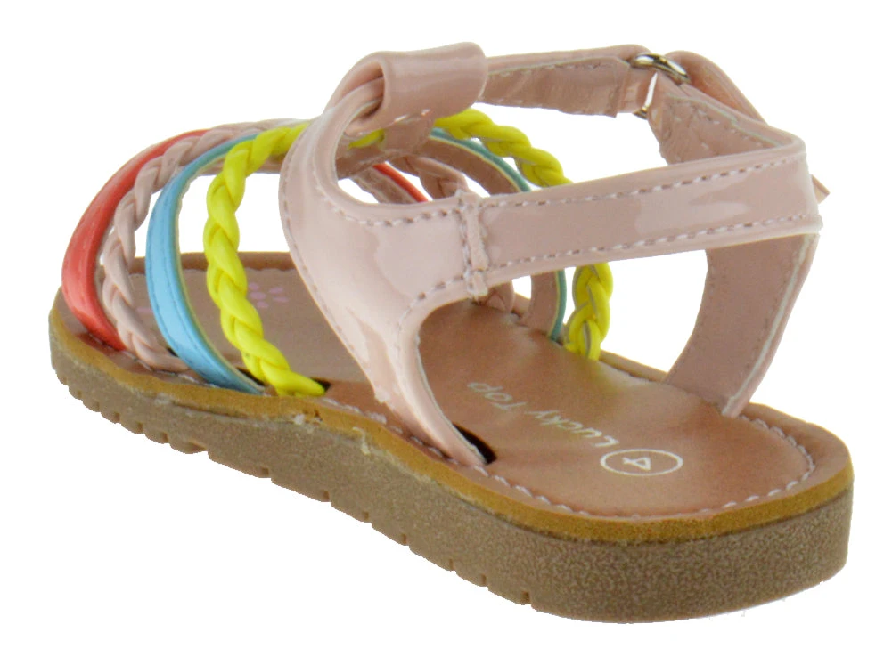 NY 36A Baby Girl's Strappy Braided Multi Color Gladiator Sandals 7 NY 36A Baby Girl's Strappy Braided Multi Color Gladiator Sandals - Image 5