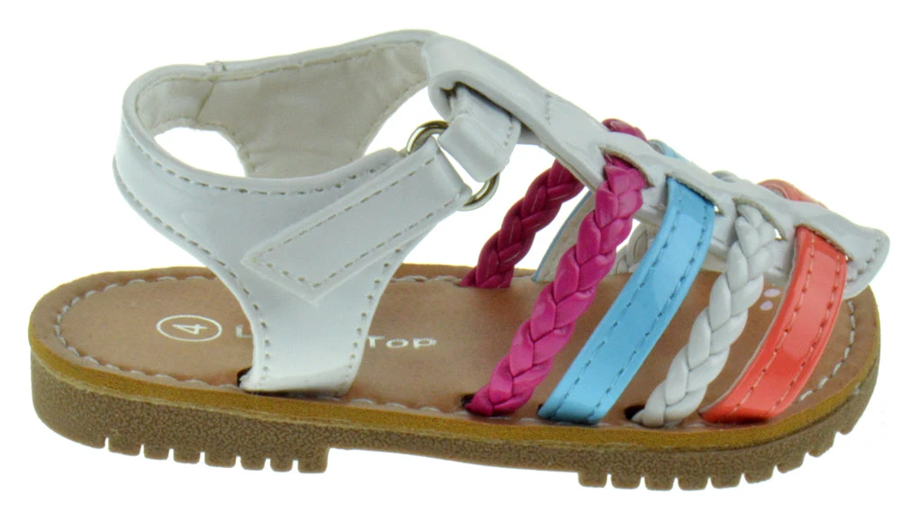NY 36A Baby Girl's Strappy Braided Multi Color Gladiator Sandals 4 NY 36A Baby Girl's Strappy Braided Multi Color Gladiator Sandals - Image 2