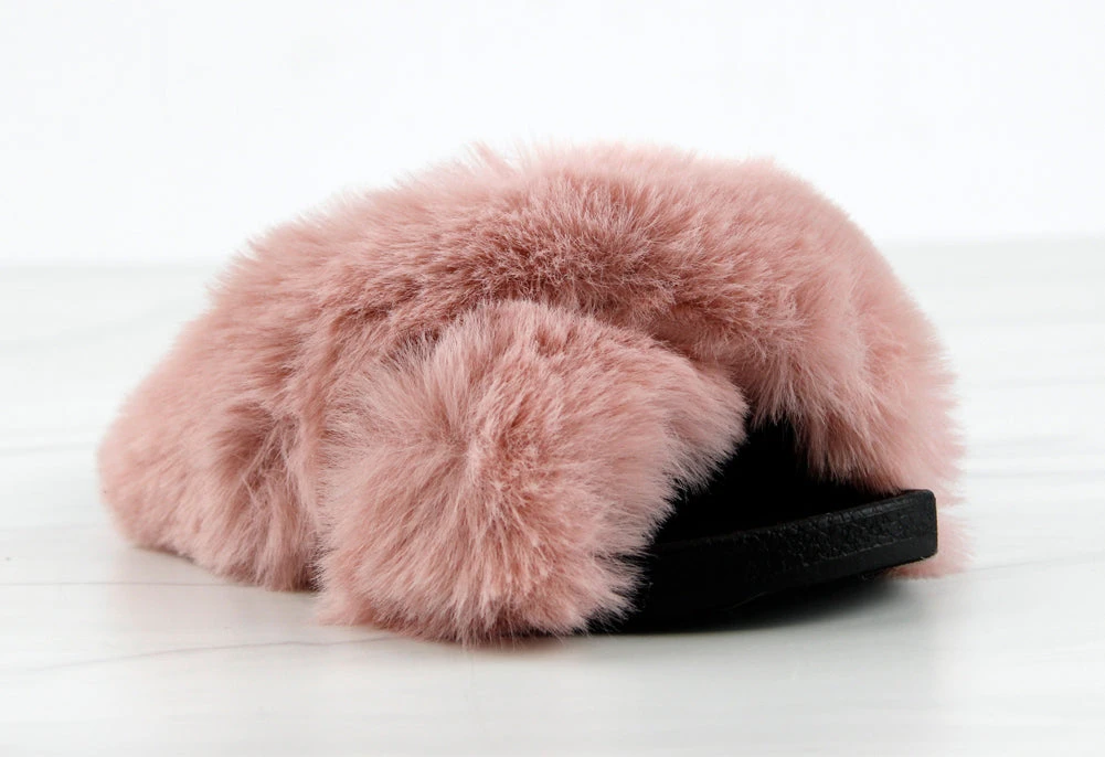 Oasis 1K Little Girls Criss Cross Band Ultra Furry Slides 6 Oasis 1K Little Girls Criss Cross Band Ultra Furry Slides - Image 4