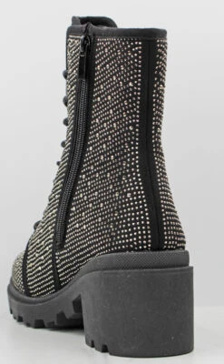 Forever Pacific 11 Women's Rhinestone Lace Up Chunky Ankle Boots 7 Forever Pacific 11 Women's Rhinestone Lace Up Chunky Ankle Boots -Bamboo Store Pacific 11 Black 2