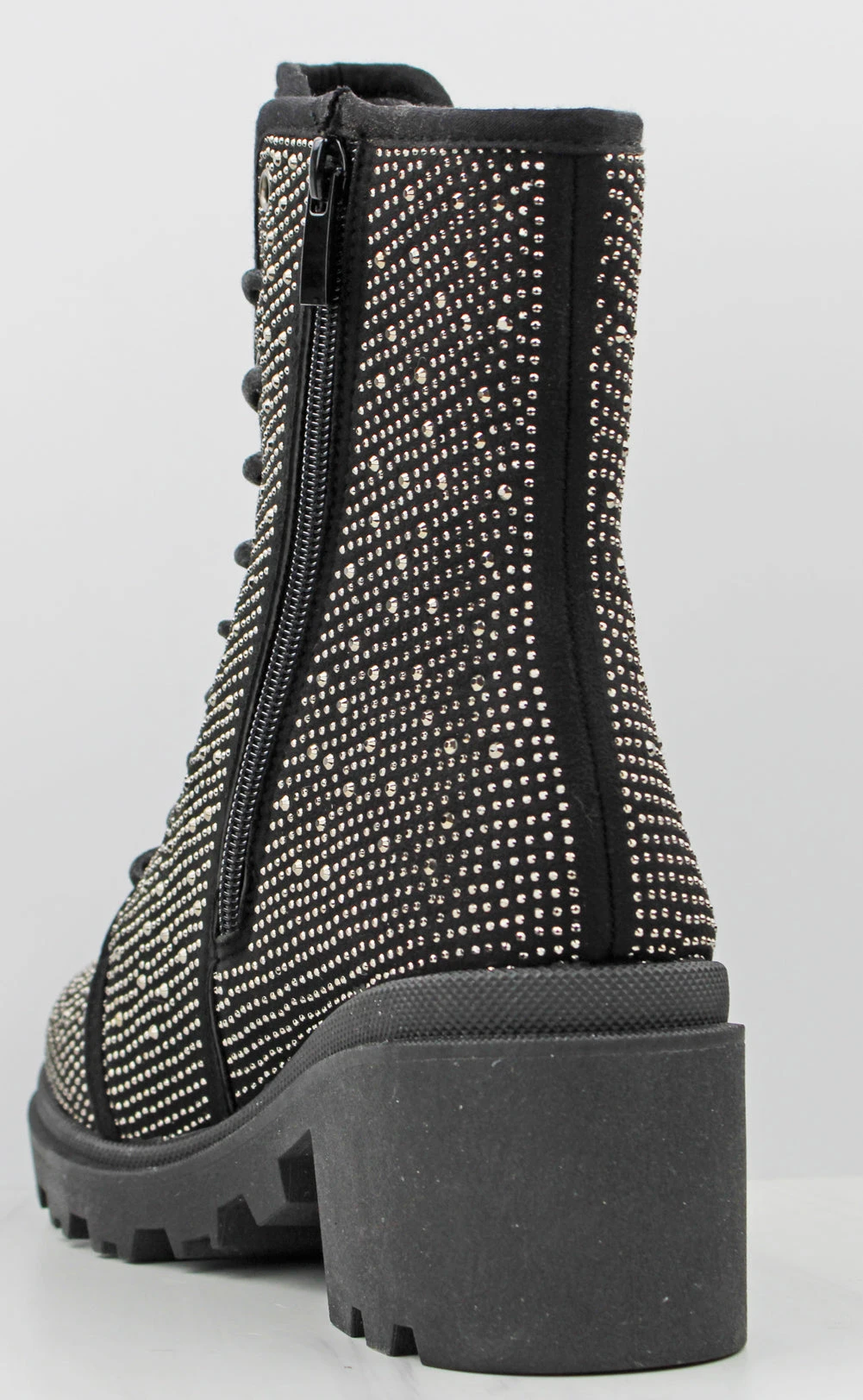 Forever Pacific 11 Women's Rhinestone Lace Up Chunky Ankle Boots 5 Forever Pacific 11 Women's Rhinestone Lace Up Chunky Ankle Boots - Image 3