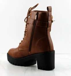 Forever Pacific 33 Women's Pouch Accented Ankle Tie Up Wide Sole Boots -Bamboo Store Pacific 33 1 cd0bd9a5 0079 465f 9aec 8f891a05f9a2