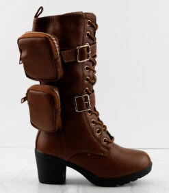 Pacific 34k Little Girls Pouch Accent Knee High Lace Up Boots -Bamboo Store Pacific 34k 3