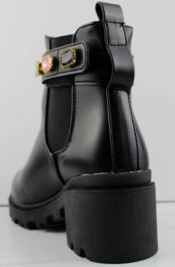 Forever Pacific 09 Women's Multi Colored Rhinestone Chunky Ankle Boots -Bamboo Store Pacific09 1