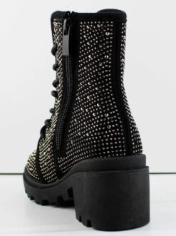 Pacific 11k Little Girl's Rhinestone Lace Up Chunky Ankle Boots -Bamboo Store Pacific11k 2