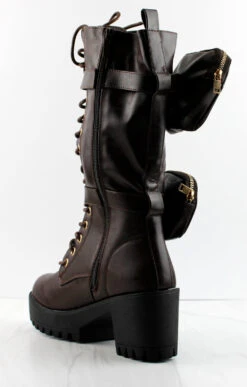 Forever Pacific-34 Womens Pouch Accented Knee High Tie Up Boots -Bamboo Store Pacific34 4