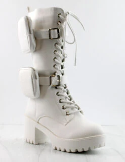 Forever Pacific-34 Womens Pouch Accented Knee High Tie Up Boots -Bamboo Store Pacific34 5